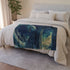 Cosmic Serpent Guarding Starlit Gate Plush Fleece Throw Blanket