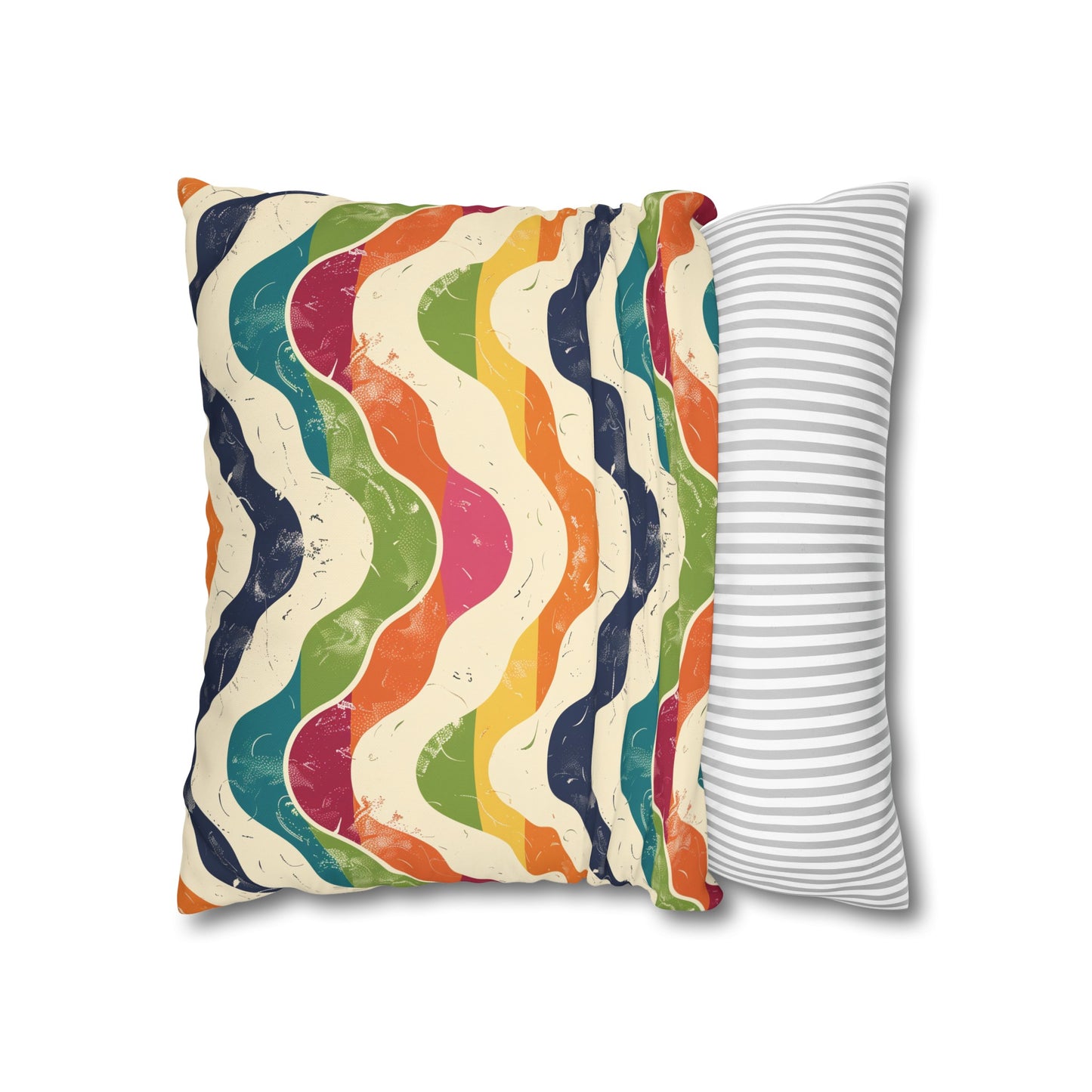 "Vibrant Retro Waves Pillow Case - Add retro flair to your bedroom with bold seamless pattern decor"