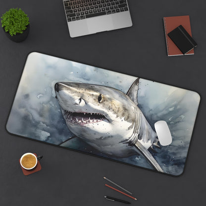 Great White Shark Desk Mat | Desk Mat | Accessories, Back-to-School, Desk, Fall Bestsellers, Home & Living, Mouse pad, Mouse Pads, Mousepad, Seasonal Picks, Stationery, TikTok | Prints with Passion