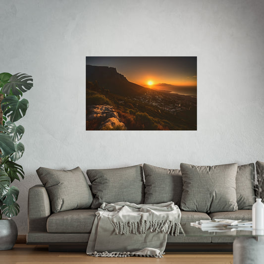 Explore the majestic Table Mountain with this captivating poster that brings the essence of South Africa's natural wonder to life. Perfect for indoor or outdoor display