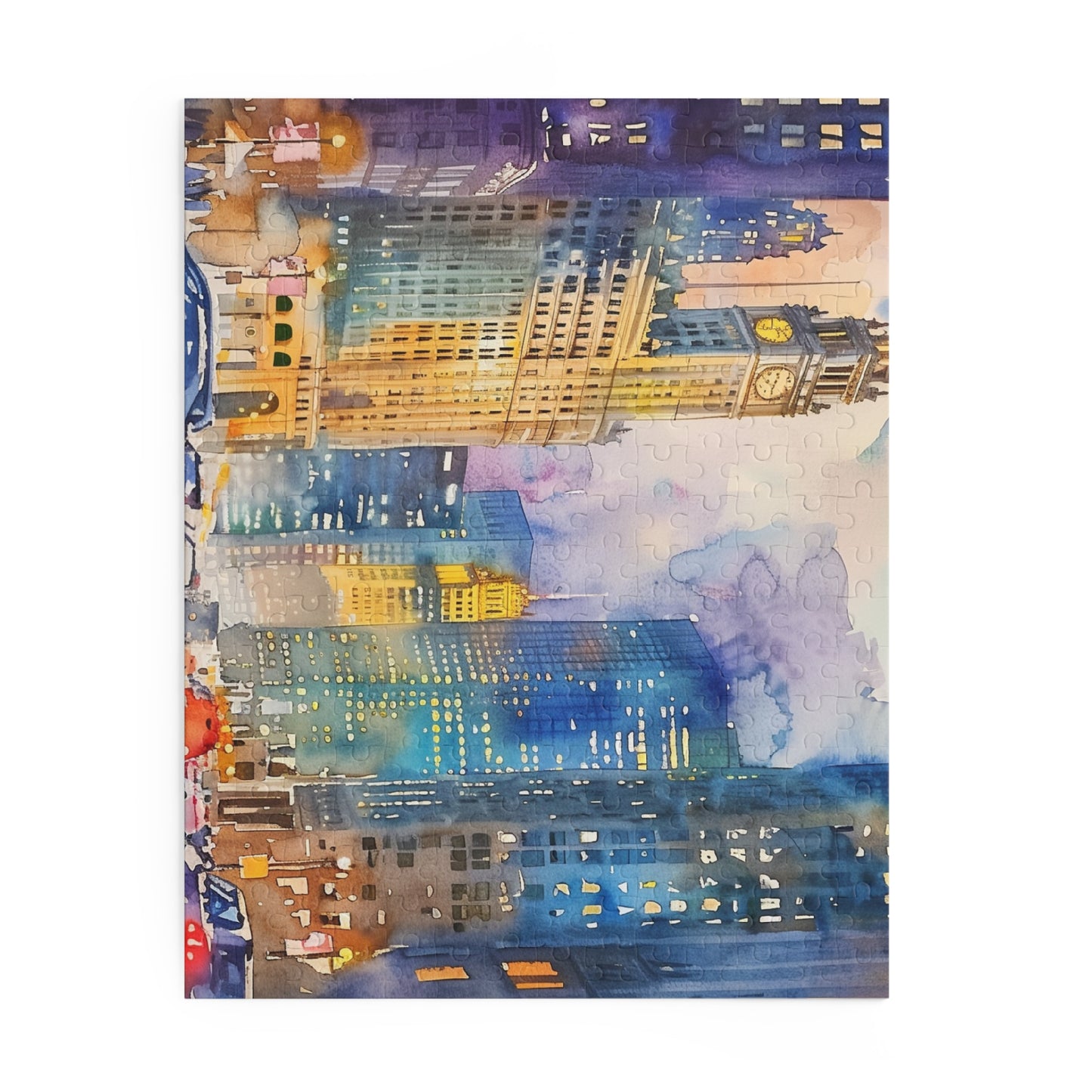 Chicago Watercolor Skyline Jigsaw Puzzle