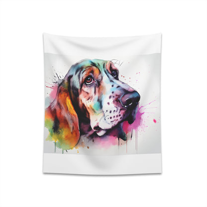 "Basset Hound Love Tapestry: Charming dog design for dog lovers, high-quality material, perfect gift"