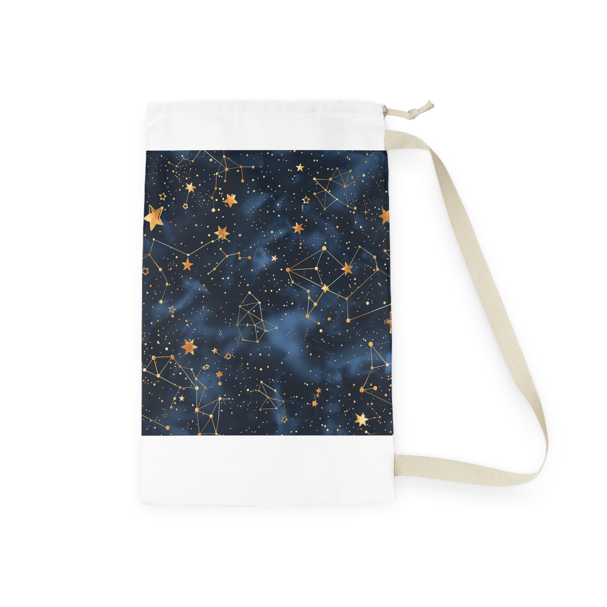 "Starry Night Laundry Bag with Constellation Stars seamless pattern for stylish organization"