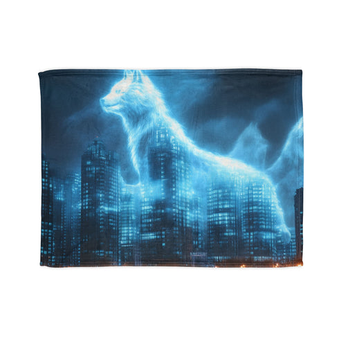 City Skyline Shaped Like Animal Spirits Plush Fleece Throw Blanket