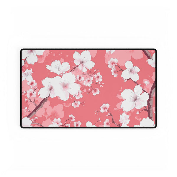 Japanese Pink Cherry Blossom Sakura (Edition II) — XL & XXL Desk Mat — Gaming & Workspace Desk Setup View