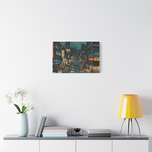 80s Retro 8-Bit Arcade Pixels — Canvas Wall Art — Kiln-Dried Pine Frame & Ready-to-Hang Back View