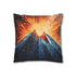 Geometric Volcano Erupting Light Shards — 40×40 Cushion Cover — Double-Sided Back & Concealed Zip Detail