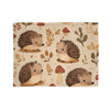 Woodland Hedgehogs & Toadstool Mushrooms Plush Fleece Throw Blanket - View 1 | Prints With Passion