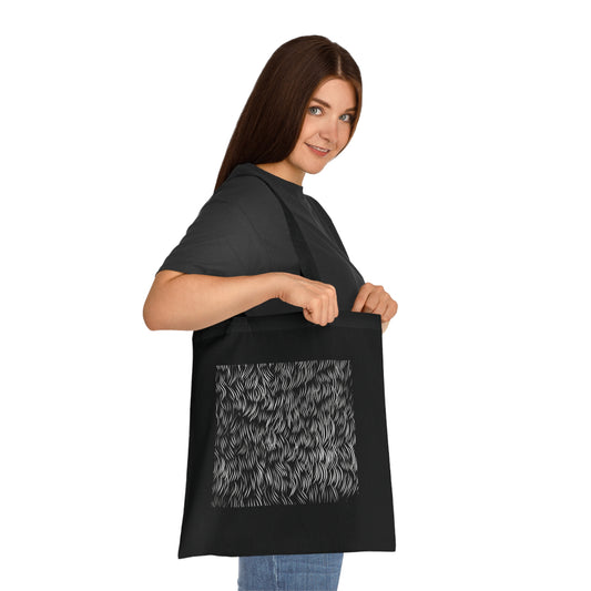 Alt text: "Abstract Strokes Tote Bag showcasing bold calligraphy strokes design on high-quality material. Comfortable, stylish, and perfect for all seasons. Makes a great gift. Shop now at BenCPrints."