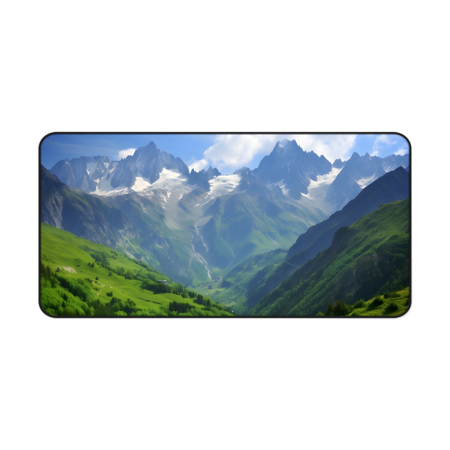 "Alpine Desk Mat Collection - Bring the French Alps to your workspace with this serene mountain view desk mat, ideal for relaxing and nature-loving professionals."