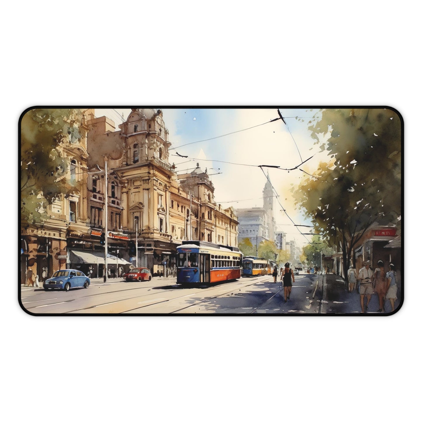 "Melbourne Trams Desk Mat - Vibrant and stylish design for your workspace"