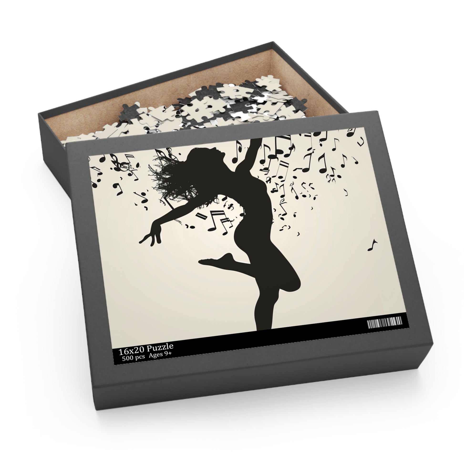 "Mesmerizing dancer's musical silhouette jigsaw puzzle for dance lovers"