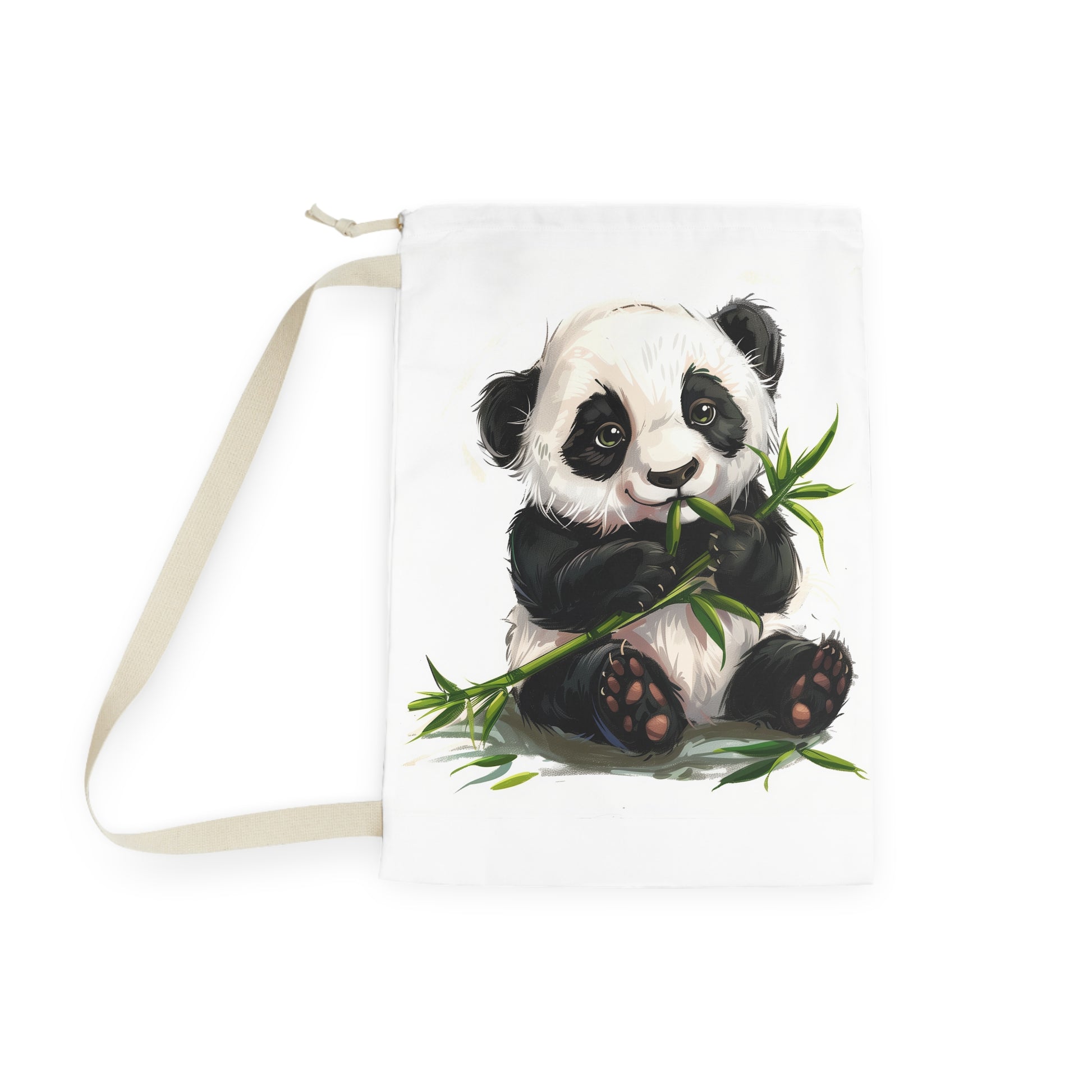 "Adorable Panda Bamboo Laundry Bag for Stylish Laundry Days"