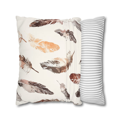 "Boho Feathers Pillow Case - Stylish oasis with trendy seamless feather design, elevate sleep space"