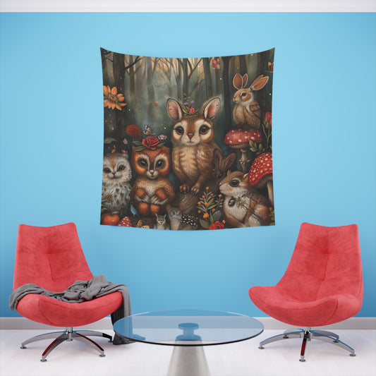 Woodland Enchantment: A Creature Tapestry | Wall Tapestry | All Over Print, AOP, Decor, Halloween, Home & Living, Home Decor, Indoor, Spring Essentials, Sublimation, Tapestry | Prints with Passion