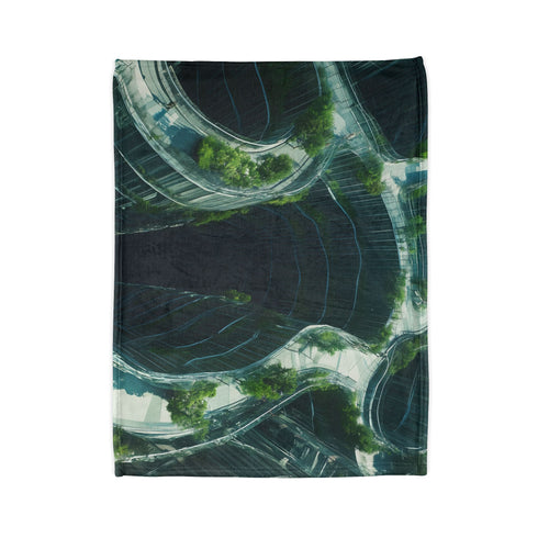 Glass Maze Growing through Skyscrapers Plush Fleece Throw Blanket