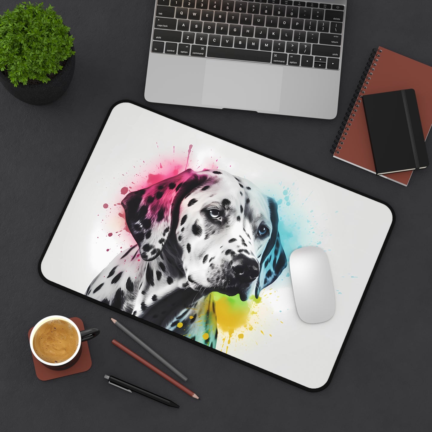 "Dalmatian Dream Desk Mat - Adorable and durable work surface with charming design for office or home"