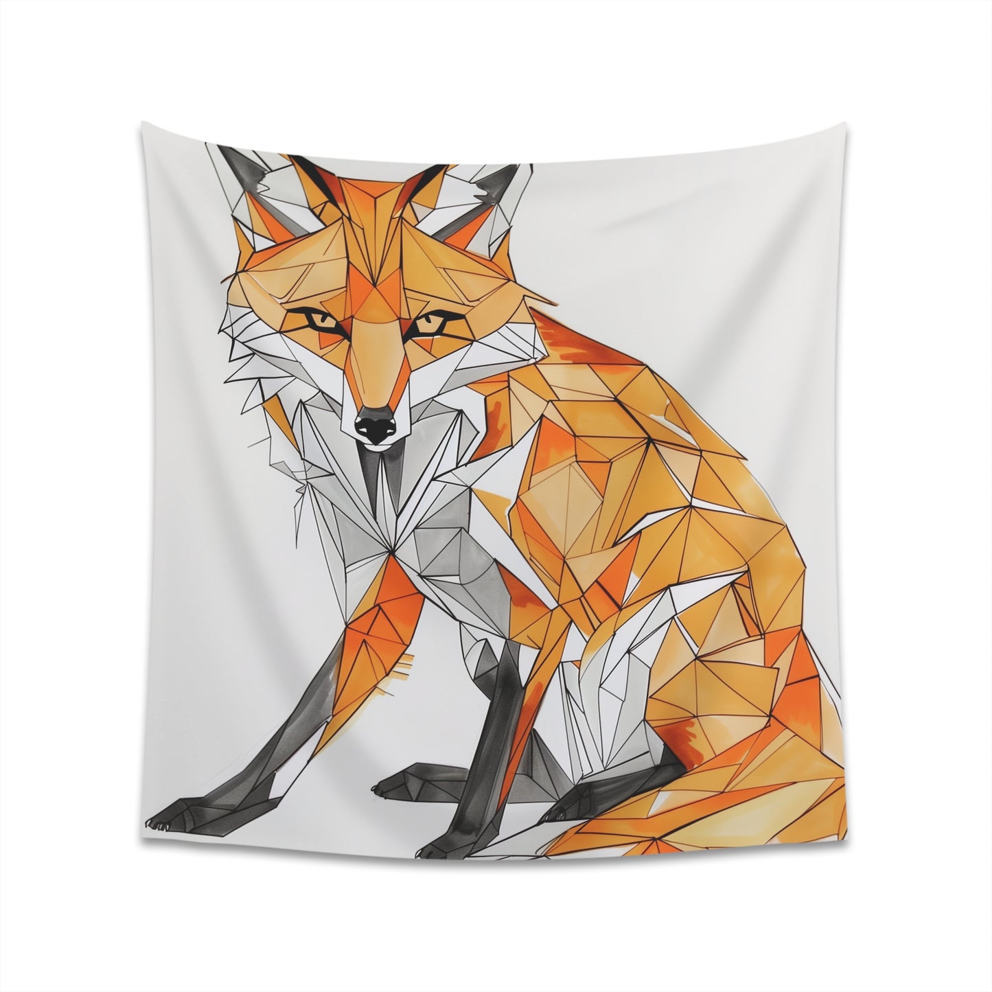 "Fox in Form Geometric Tapestry - Modern design with wild charm, high-quality material, comfortable, stylish, all-season, perfect gift - 34" x 40" or 57" x 57""