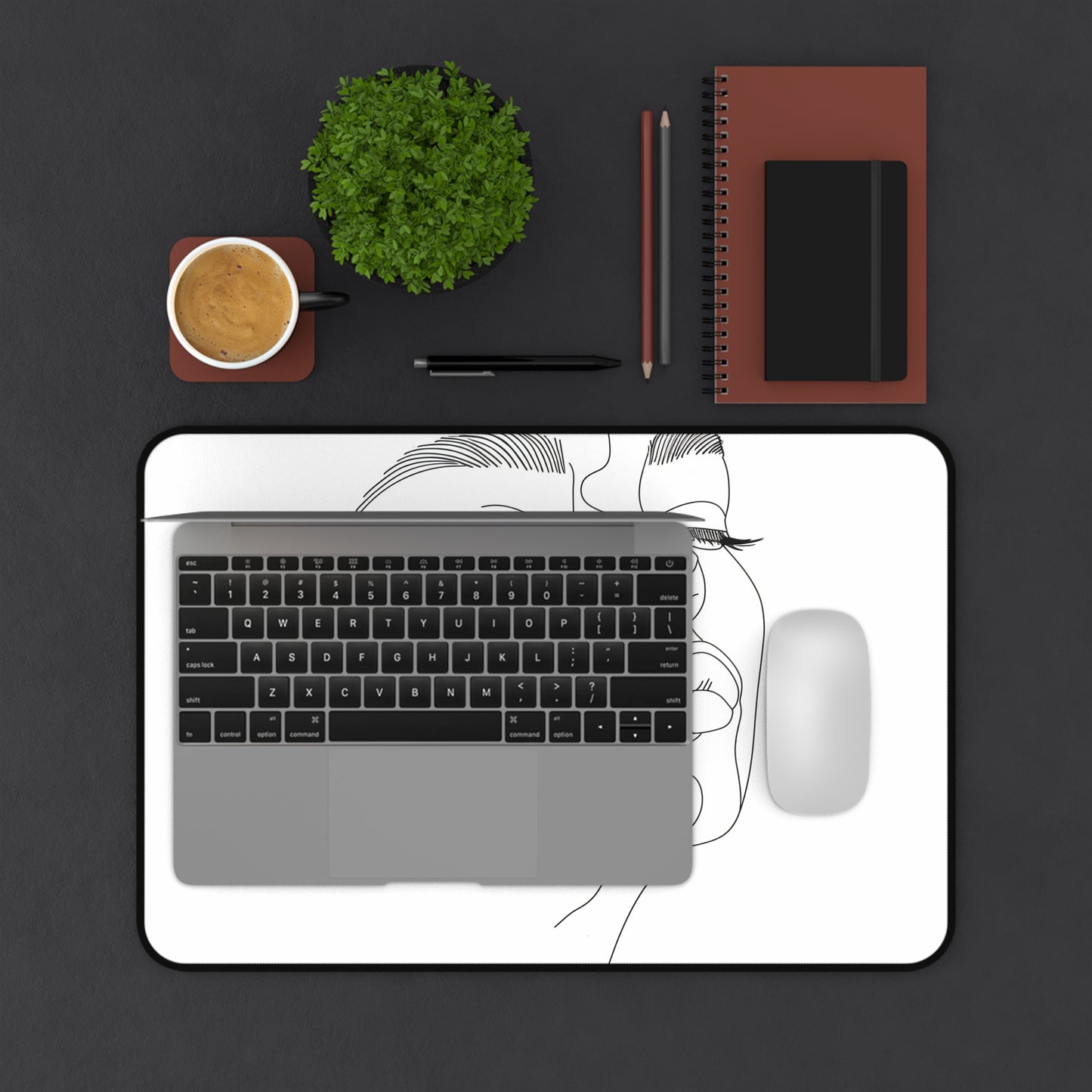 "Stylish Minimalist Face Desk Mat for Modern Workspaces"