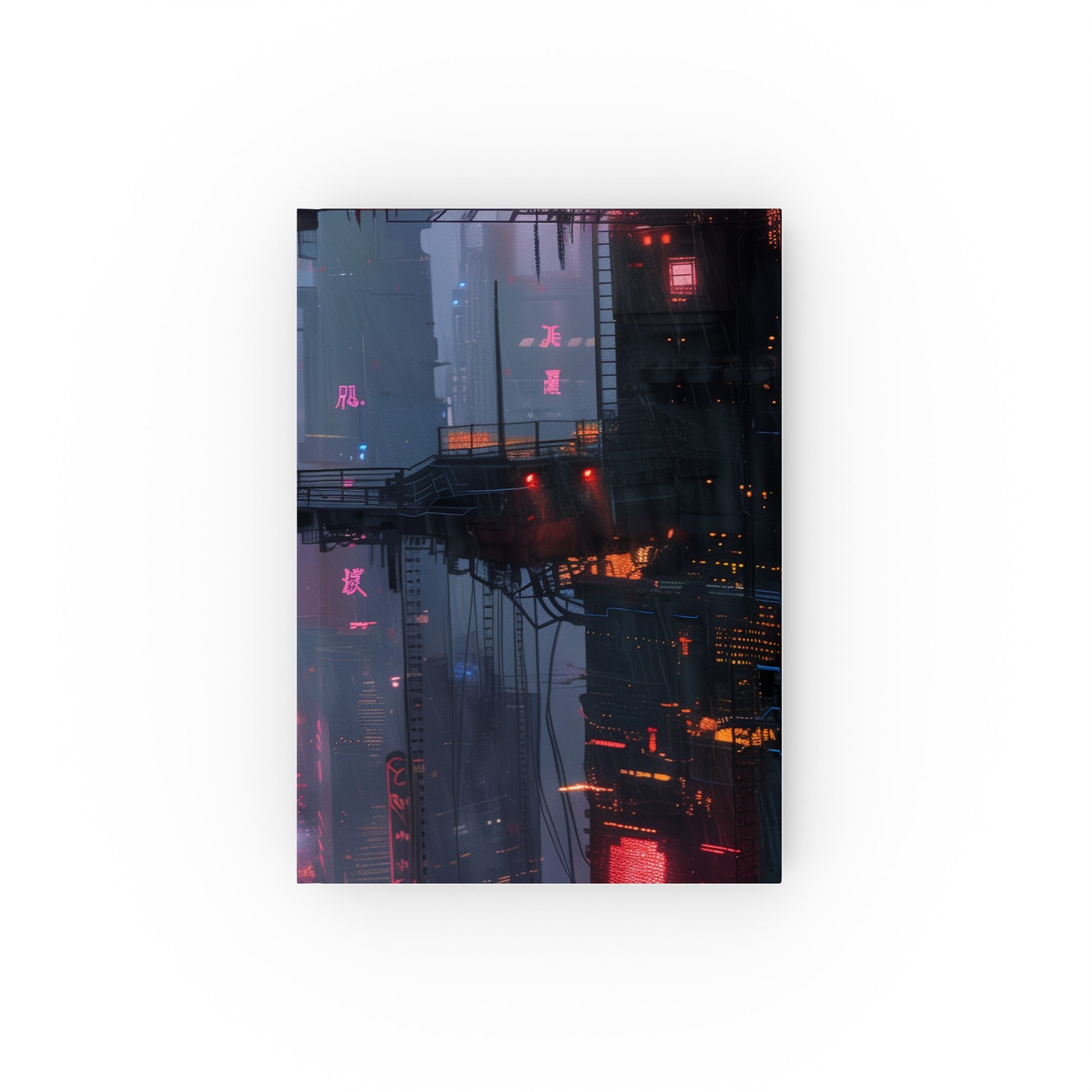 "Digital Overdrive Cyberpunk City Journal - High-tech cityscape design for creative minds"