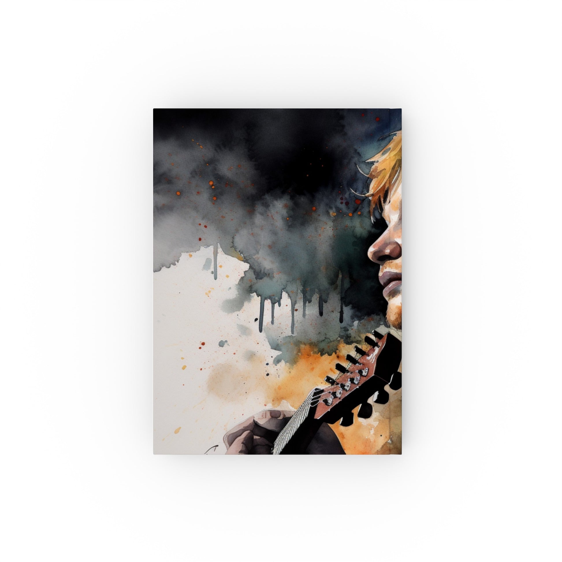 "Ed Sheeran-inspired musical journal for fans. Watercolor cover, perfect for lyrics and memories. Great gift idea!"