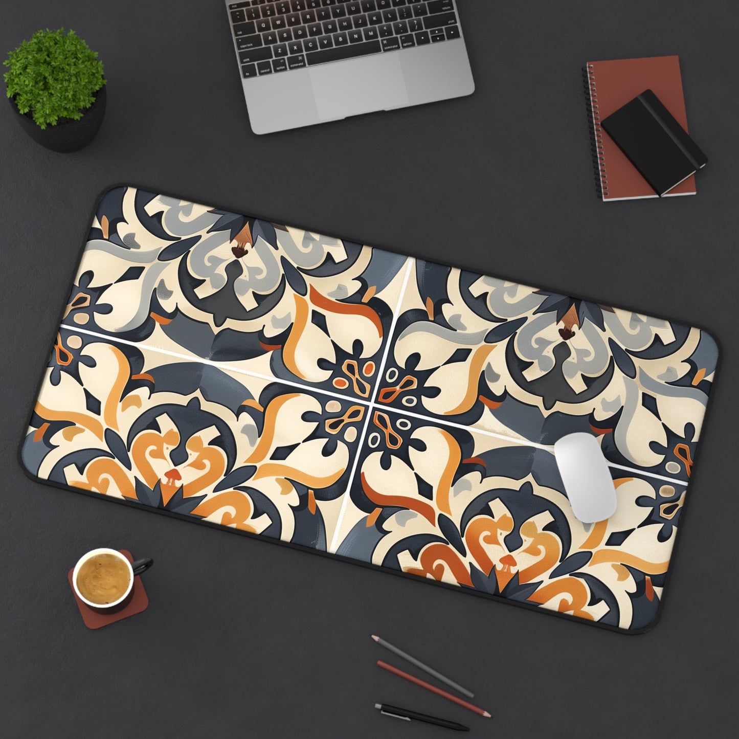 "Artisan Tiles Desk Mat - Add Elegance to Workspace, Protects from Scratches and Spills"