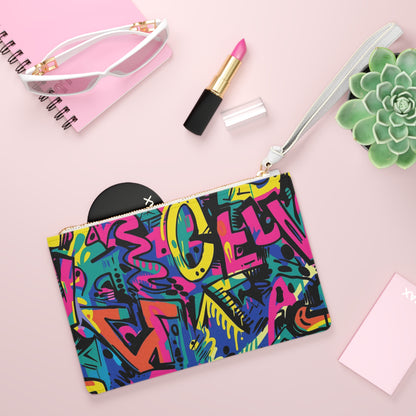 Neon Graffiti Clutch Bag