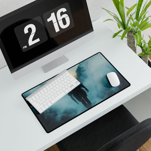 Cyberpunk Angel Walking through Fog Gaming XXL Extended Desk Mat