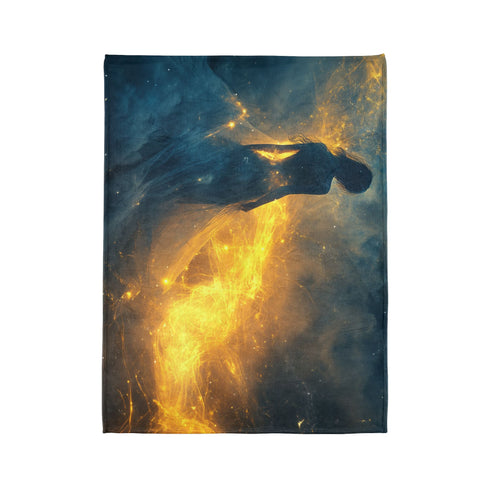 Dream Weaver Creating World from Light — Plush Fleece Throw Blanket — Product Detail View 10