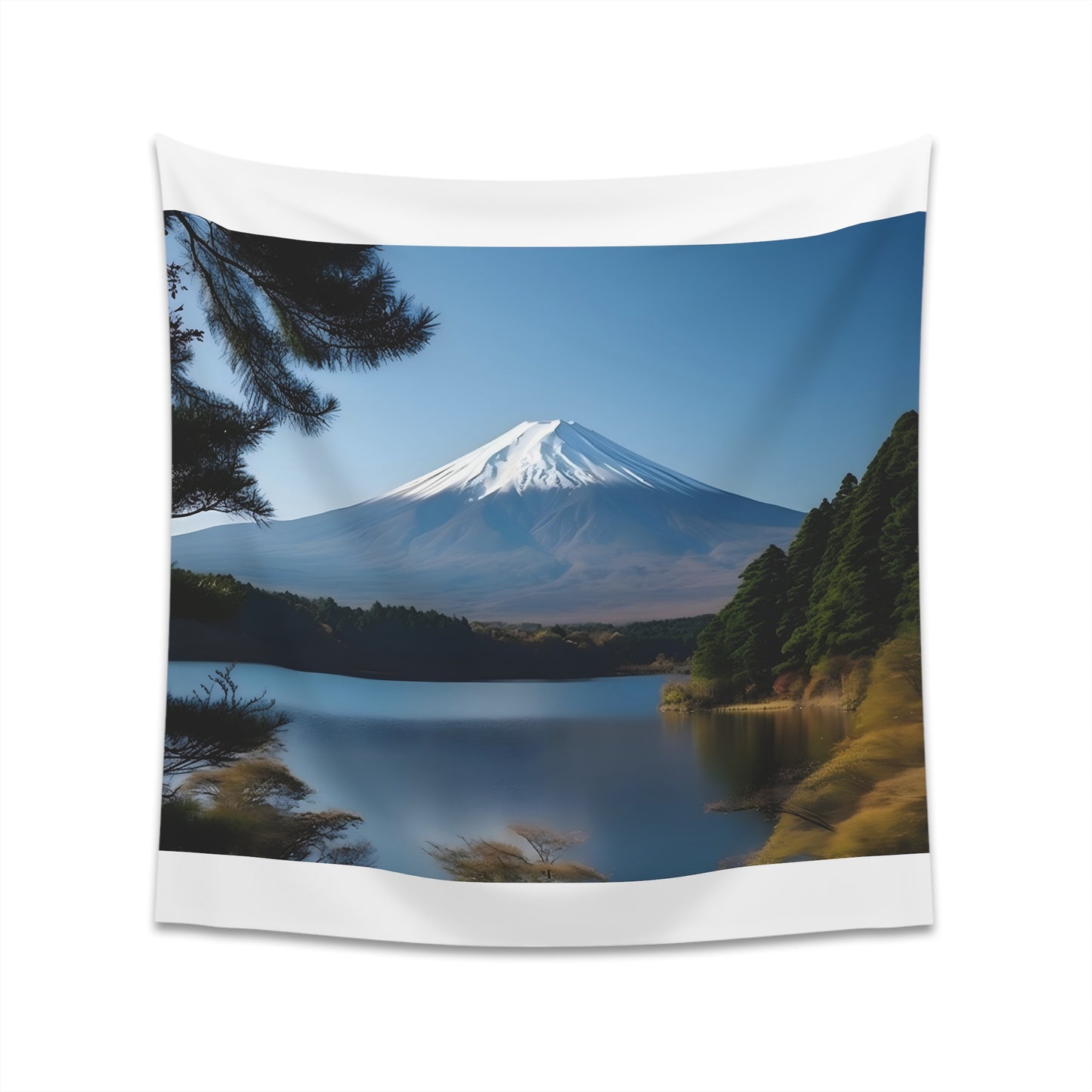 "Fuji's Majesty: Mountain Tapestry - Serene art piece of Mount Fuji, perfect for all seasons and makes a great gift - Japan decor"