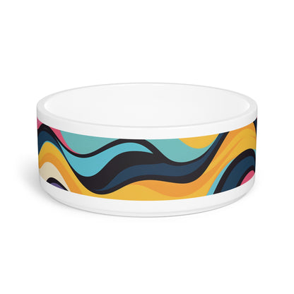 Vibrant Retro Waves Pet Bowl