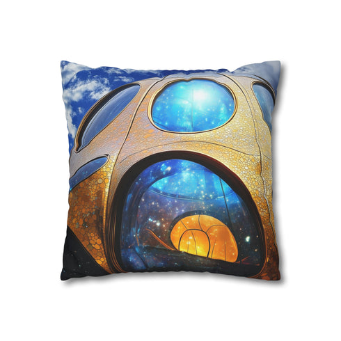 Solar Cathedral Floating in Orbit — 40×40 Cushion Cover — Double-Sided Back & Concealed Zip Detail