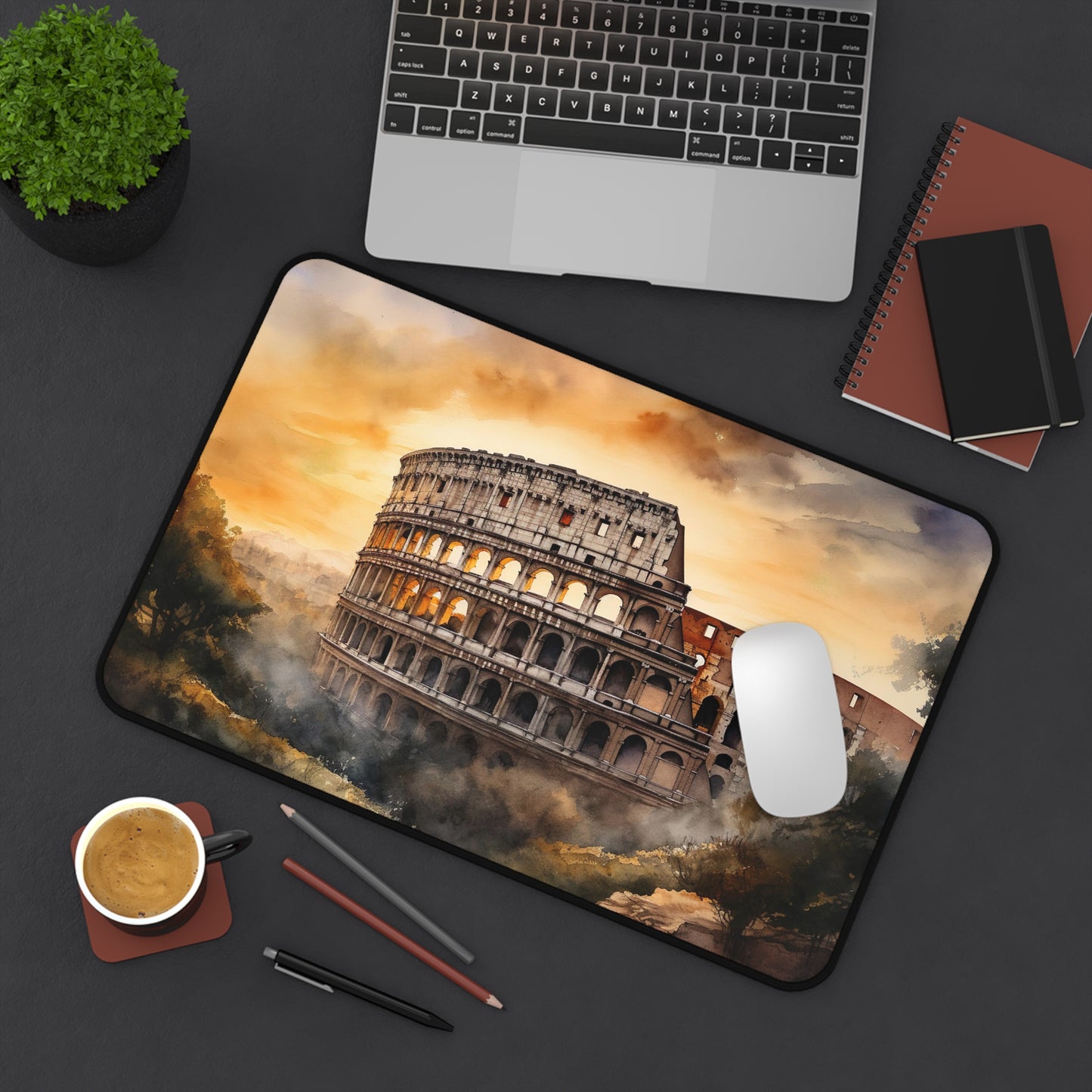 "Stunning Colosseum Sunset Desk Mat for Workspace Enhancement and Inspiration"