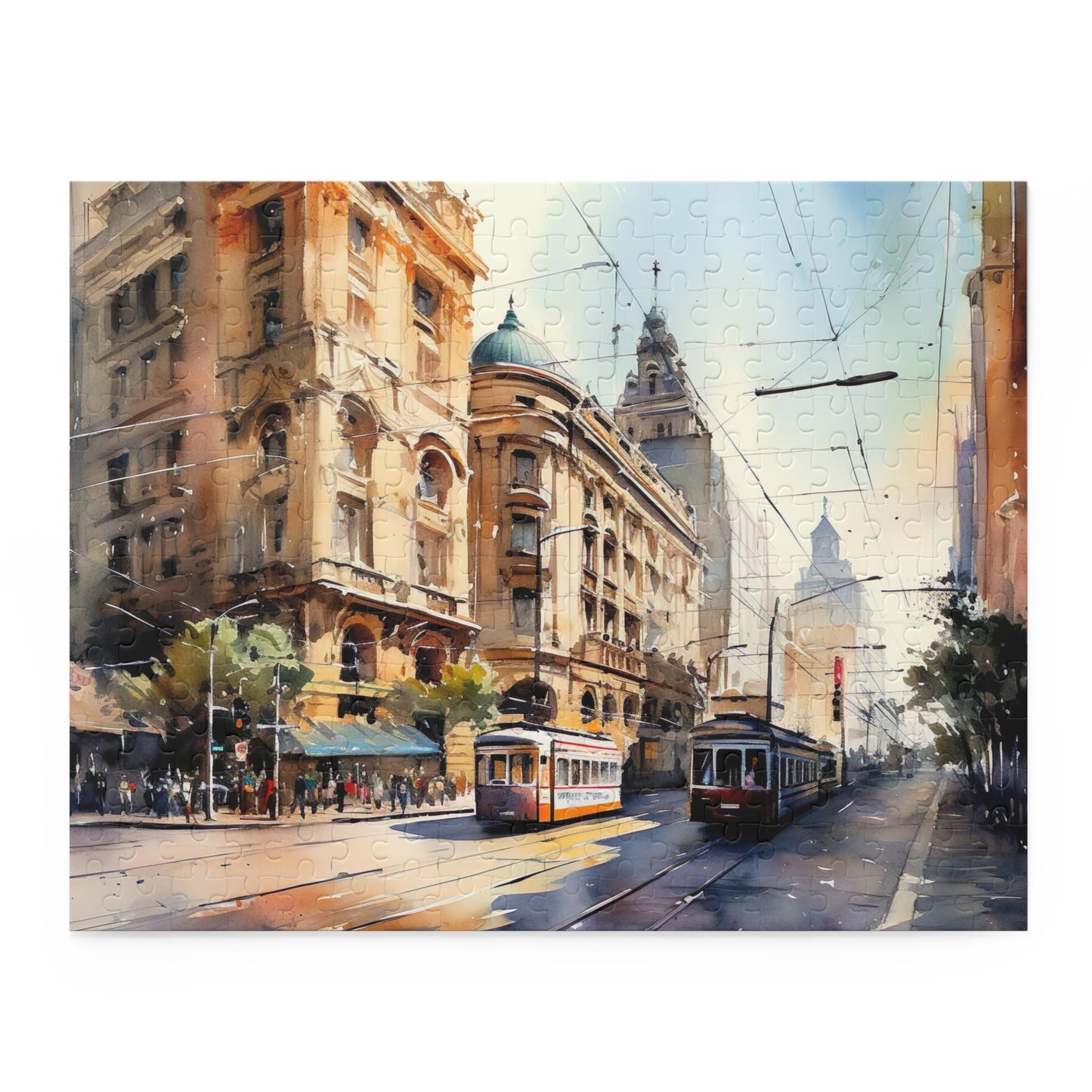 "Melbourne skyline jigsaw puzzle with iconic landmarks and vibrant cityscape, perfect for puzzle enthusiasts and travel lovers"