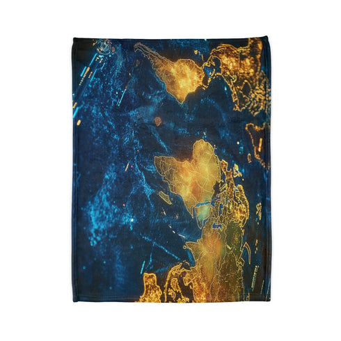 Holographic Map of Forgotten Worlds Plush Fleece Throw Blanket