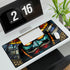Stained Glass Samurai Mask — XL & XXL Desk Mat — 3mm Non-Slip Natural Rubber Base Detail