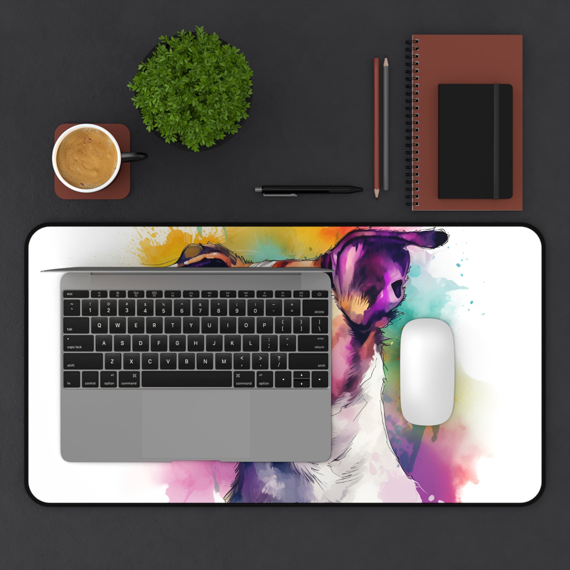 "Playful Jack Russell Terrier desk mat, perfect for dog lovers' workspaces"