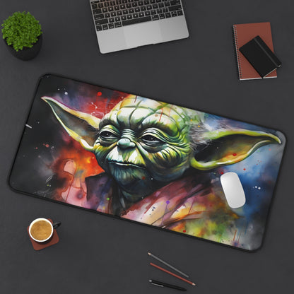 Yoda Neon Watercolor Desk Mat | Desk Mat | Accessories, Back-to-School, Desk, Fall Bestsellers, Home & Living, Mouse pad, Mouse Pads, Mousepad, Seasonal Picks, Stationery, TikTok | Prints with Passion