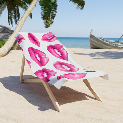 Scarlet Smooch: Lips Design Beach Towel