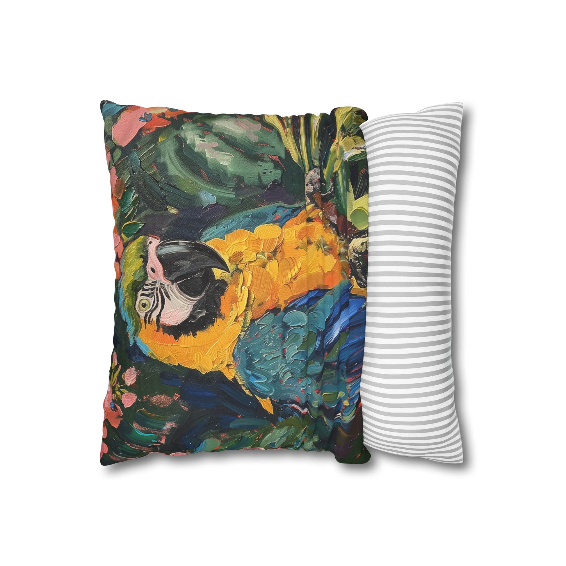 "Colorful Parrot Jungle Pillowcase - High-Quality & Stylish Decor for Tropical Vibes | Great Gift Option"