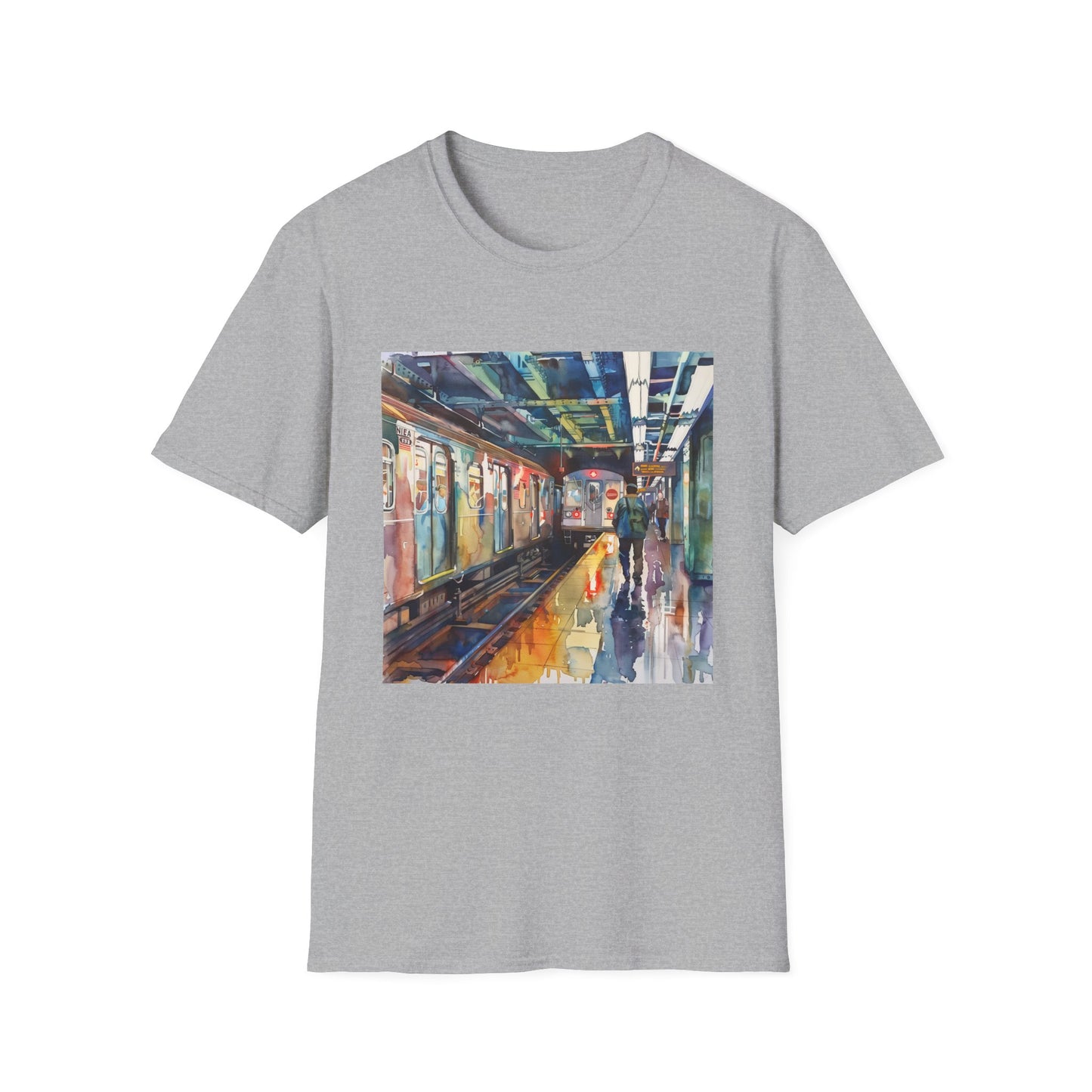 Urban Odyssey in Watercolor: The New York Subway T-shirt