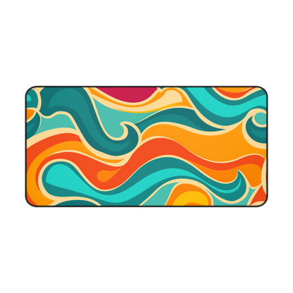 "Vibrant Retro Waves Desk Mat for Stylish Workspace - Colorful seamless pattern adds personality and style"