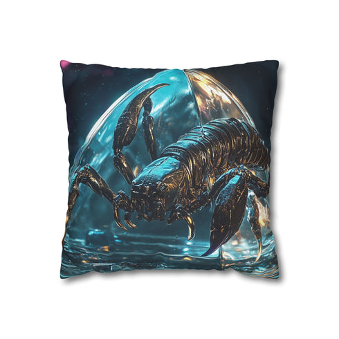Cyber Scorpion Guarding Glass Pyramid — 40×40 Cushion Cover — Front 40×40 cm Square Cushion View