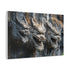 Mountain Carved with Dragon Faces — Canvas Wall Art — Side Profile & Stretched Corner Detail