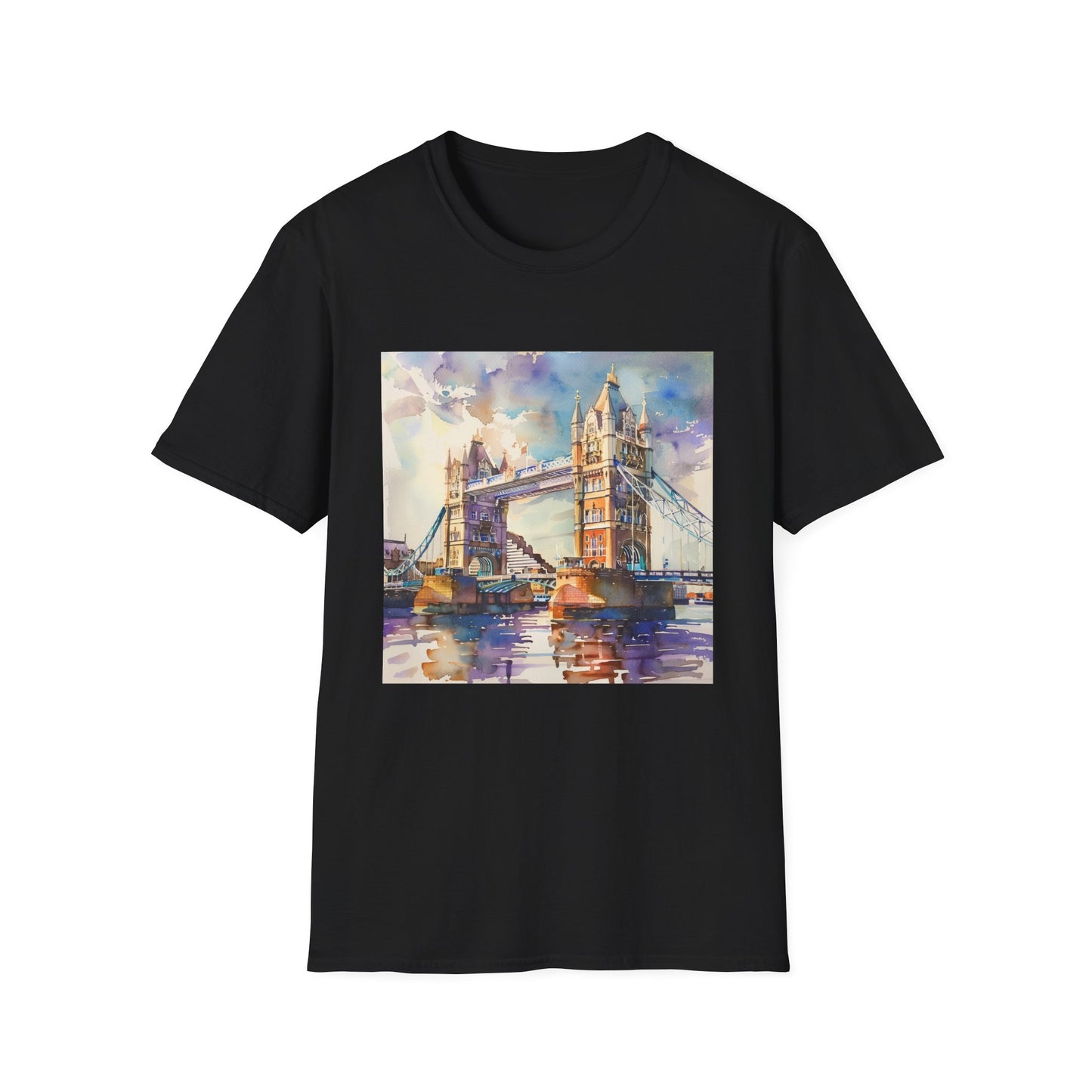 London Landmark in Watercolor: The Tower Bridge T-shirt | T-Shirt | DTG, Men's Clothing, Regular fit, T-Shirts, Unisex, Women's Clothing | Prints with Passion