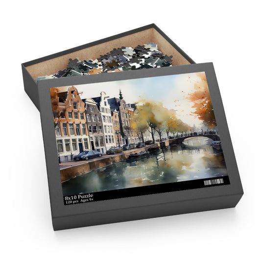 "Amsterdam Adventure Jigsaw Puzzle - Picture-perfect canals and iconic architecture challenge"