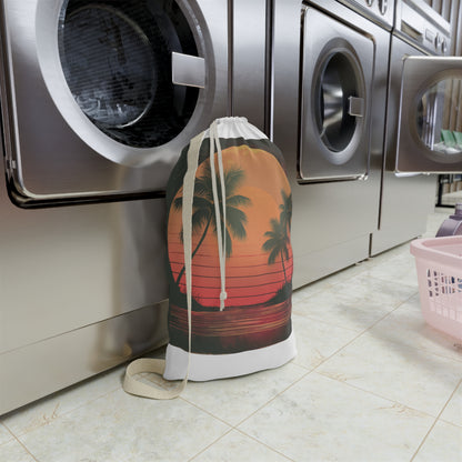 Tropical Sunset Palm Tree Laundry Bag - Chic retro design to add charm to your laundry room