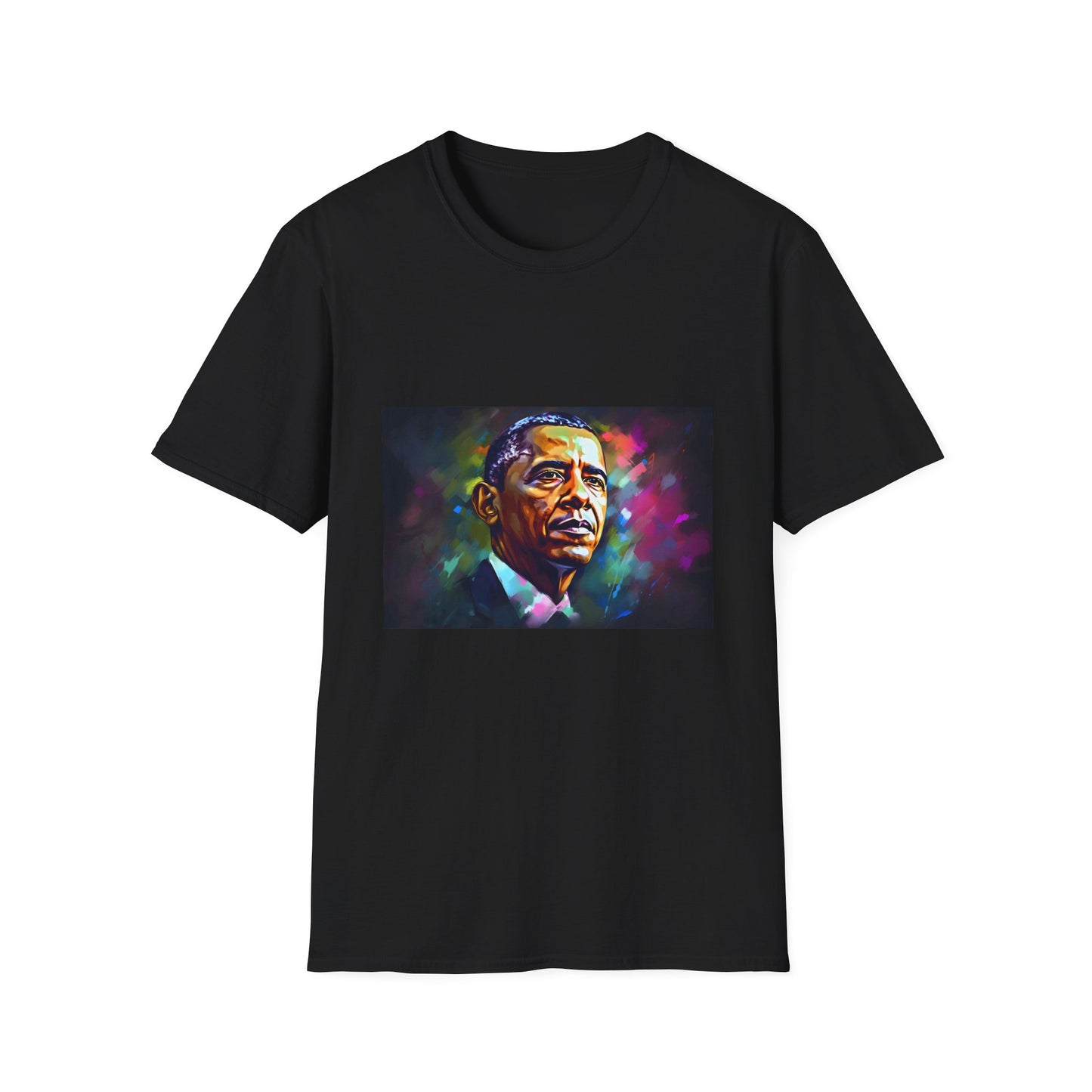 Beacon of Hope in Vibrant Hues | T-Shirt | Artistic apparel, Barack Obama, Fashion statement, Graphic tee, Limited edition, Neon colors, Political fashion, T-shirt, Unique design, Watercolor | Prints with Passion