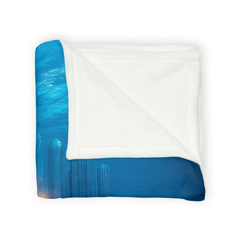 Sunken City Glowing through Coral Reef Plush Fleece Throw Blanket