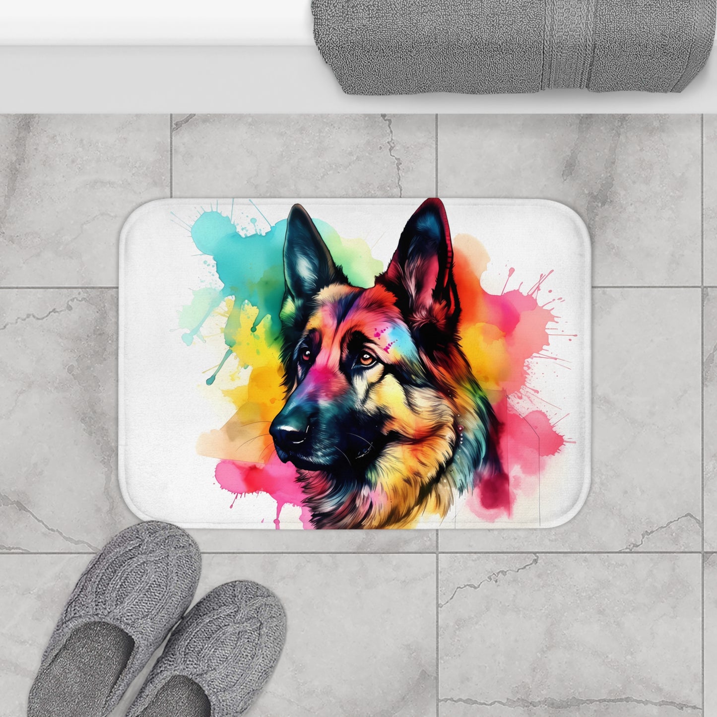 German Shepherd Hero Bath Mat | Bath Mats | Bath, Bathroom, Home & Living, Indoor, Sublimation | Prints with Passion